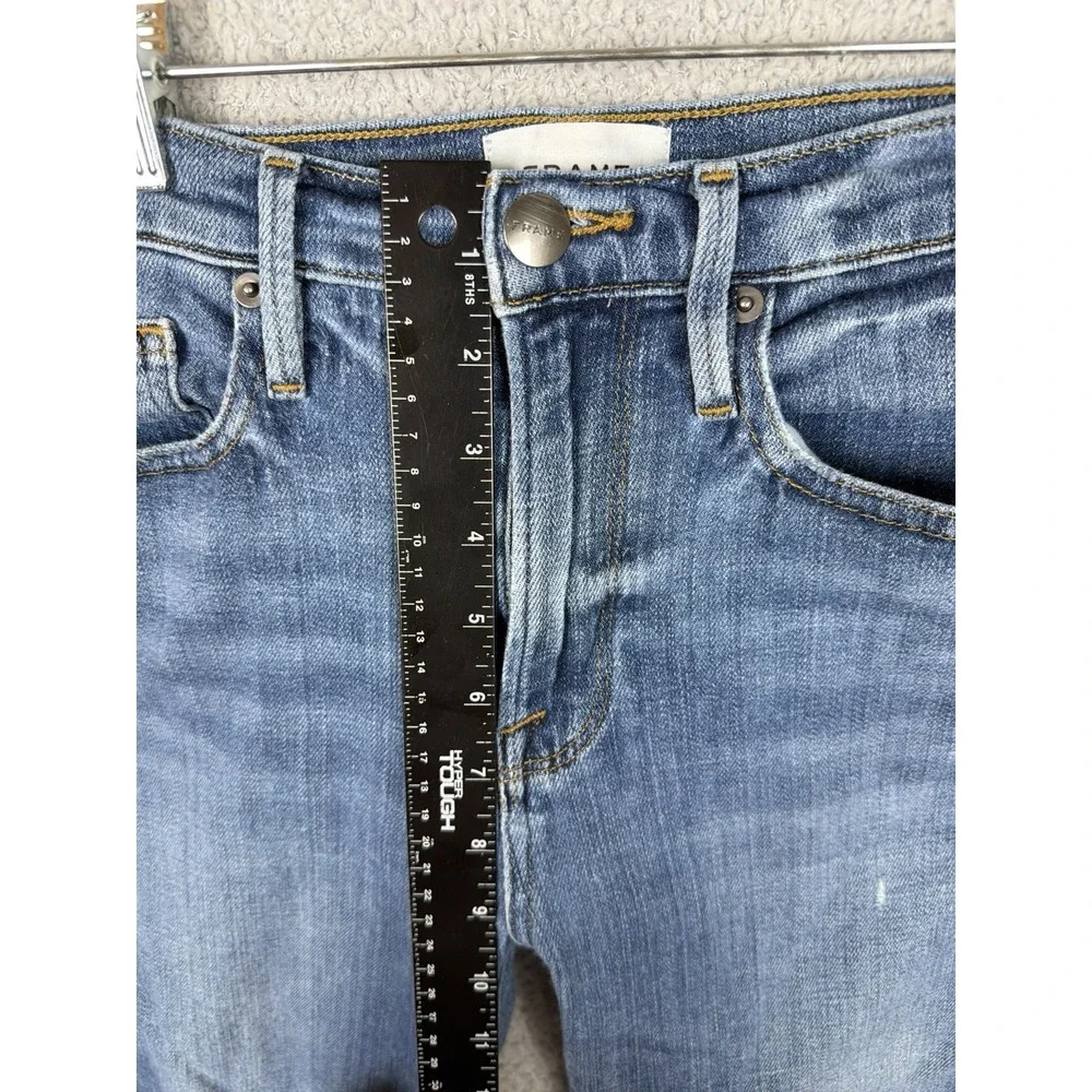 FRAME Le Beau Distressed‎ Straight Jeans Women's Actual Size 28x27 Blue Denim - Picture 7 of 10